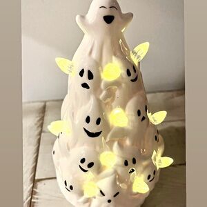 Ceramic Ghost Tree with LED Lights